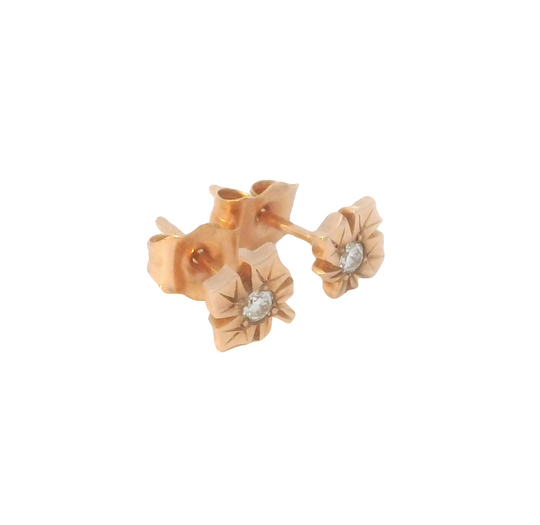 Rose Gold & Diamond Maple Leaf Studs