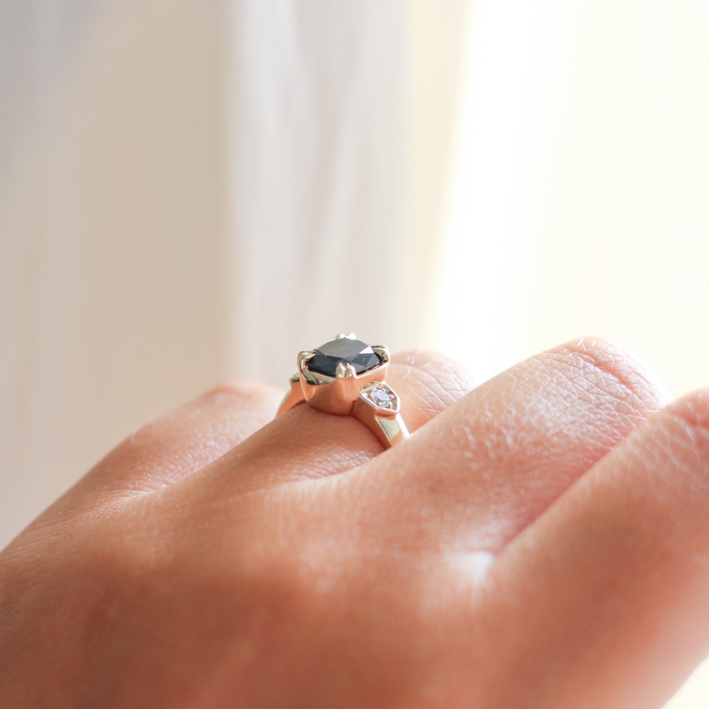Nebula - Black Diamond Cushion Ring