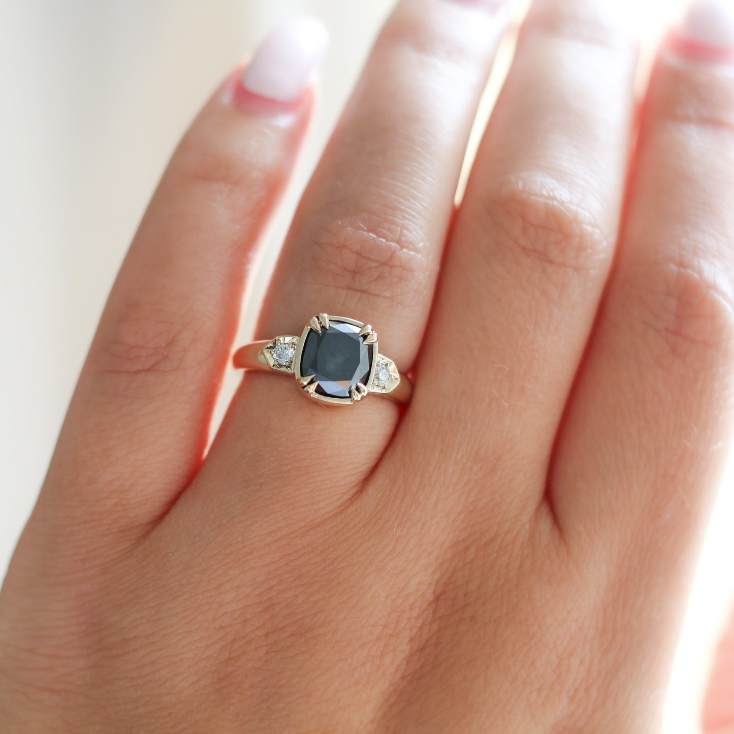 Nebula - Black Diamond Cushion Ring