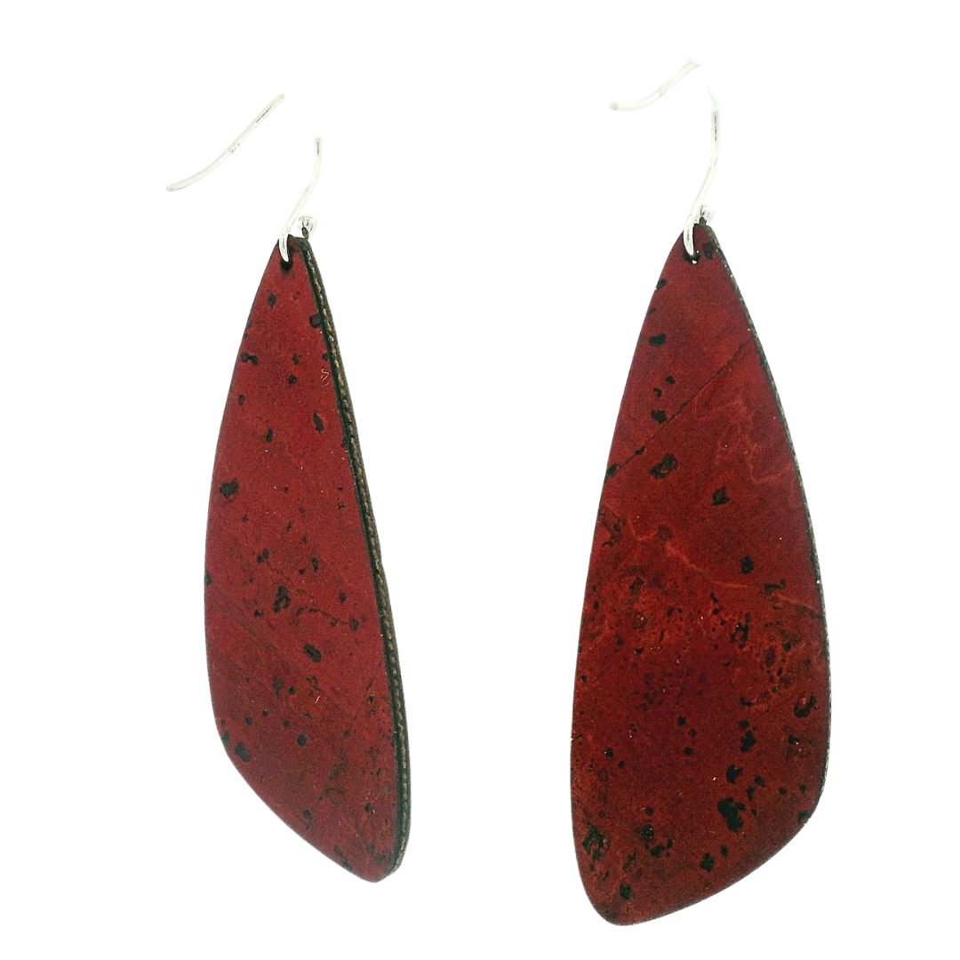 Small Floral on Black Cork Wing Earrings