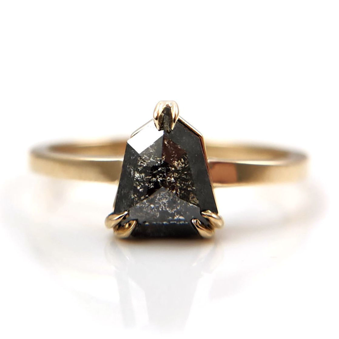 Shield Salt & Pepper Solitaire Ring