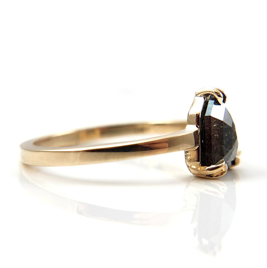 Shield Salt & Pepper Solitaire Ring