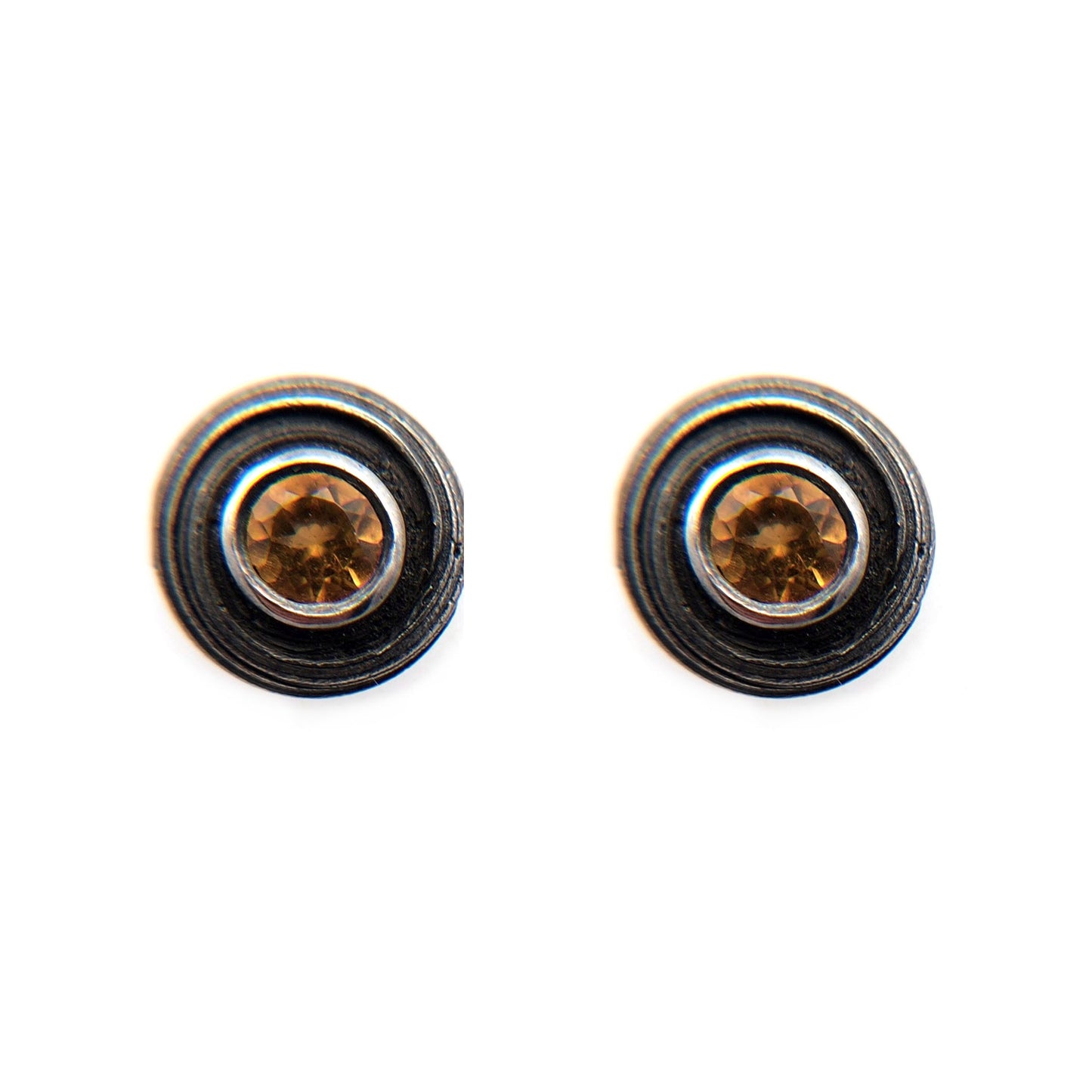 Mitsuro Oxidized Sterling Silver & Citrine Studs
