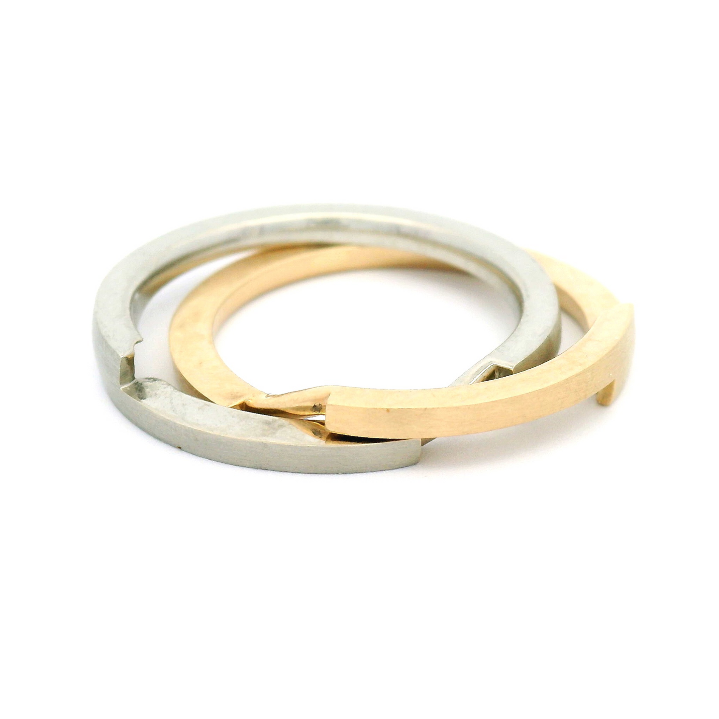 14k White and Yellow 3mm Wide Gimmel Puzzle Band