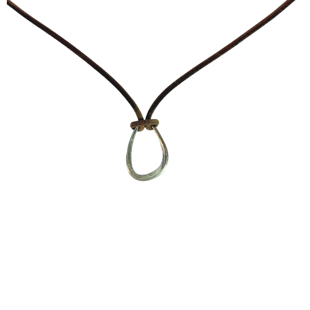 Sterling Silver and Leather Mitsuro Pear Necklace
