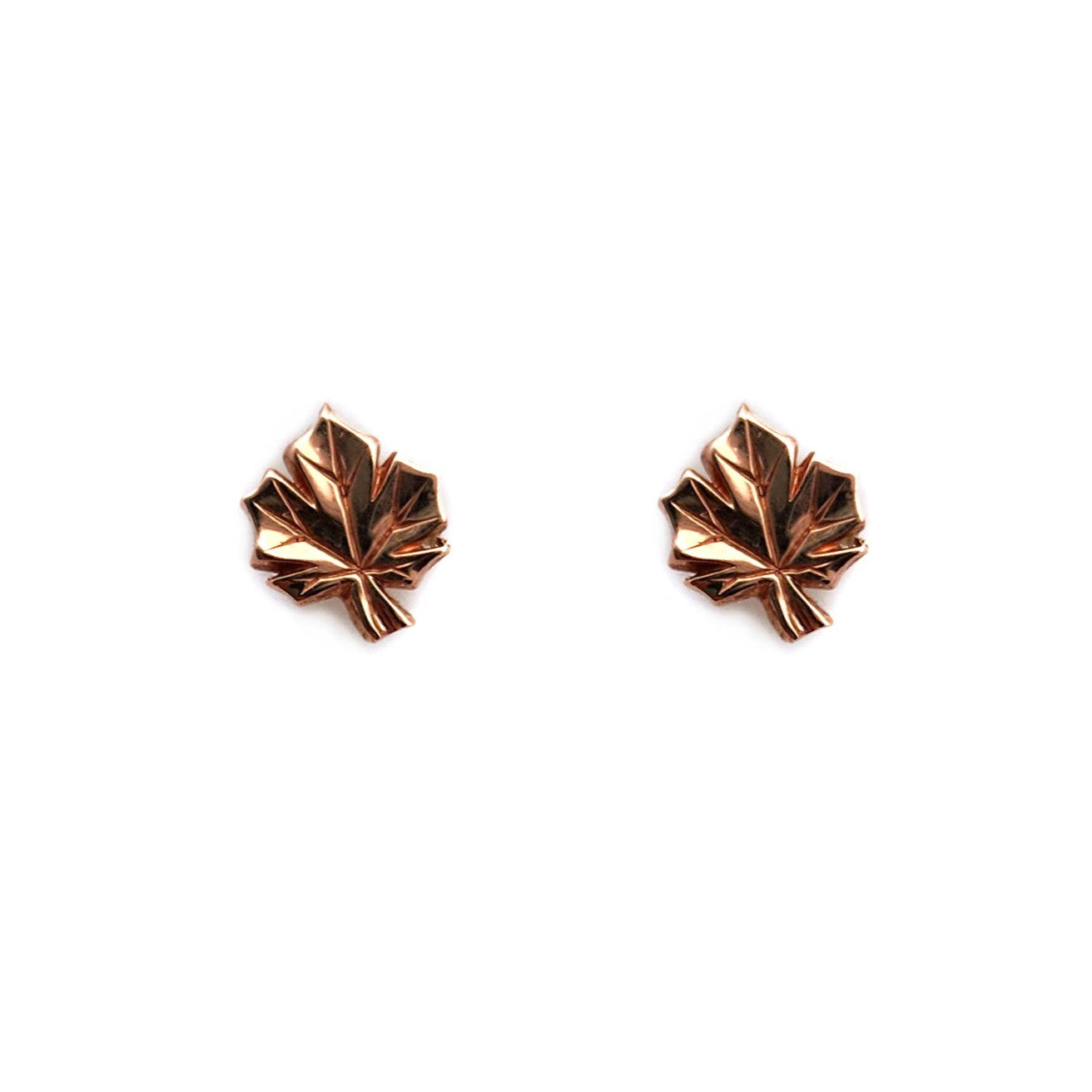 Rose Gold Maple Leaf Studs
