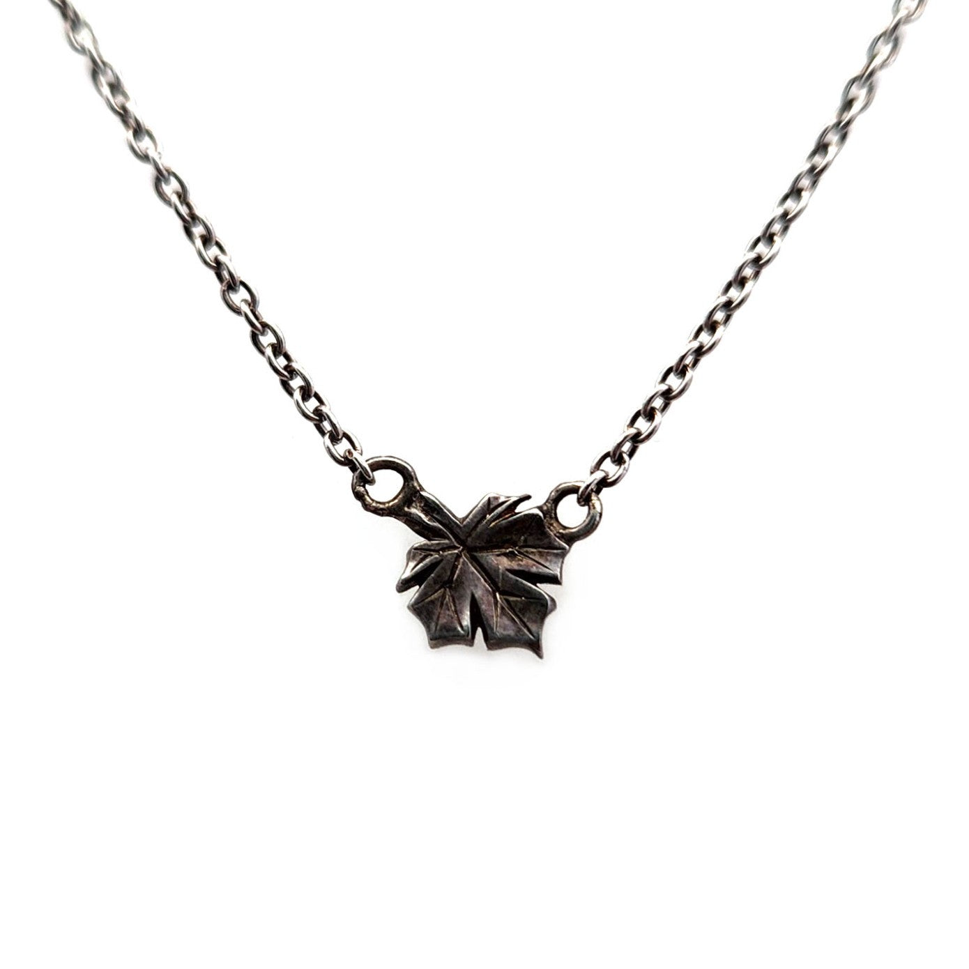 Oxidized Sterling Silver Maple Leaf Necklace