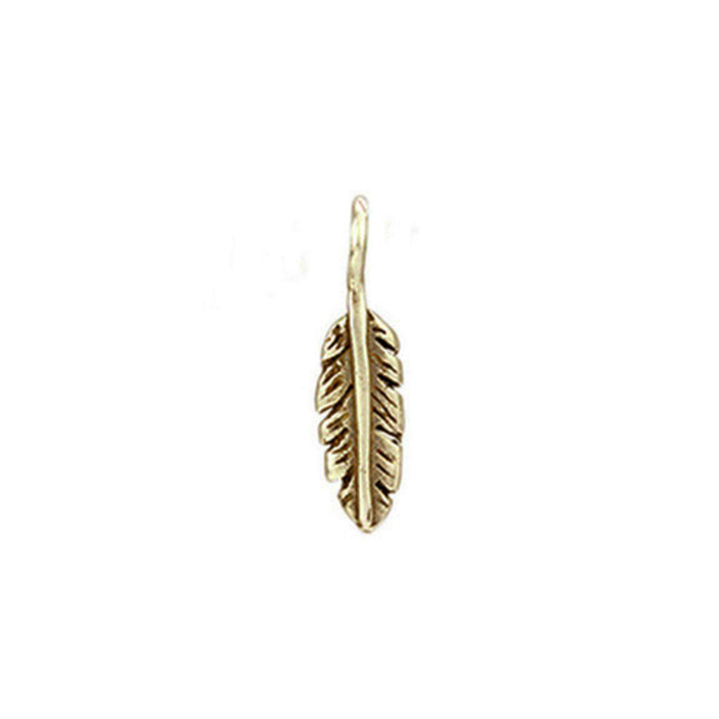 Tiny Bronze Feather Charm