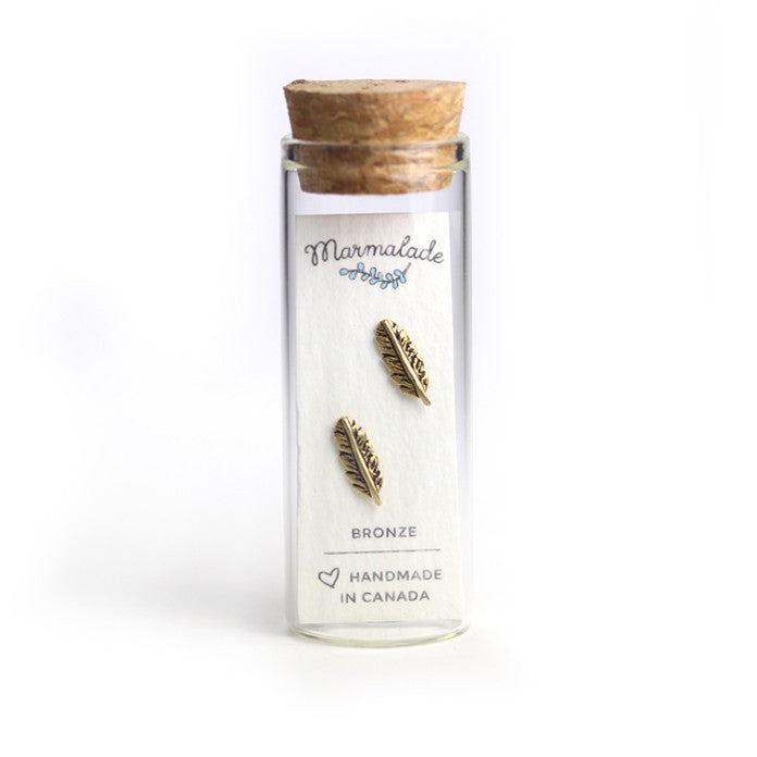 Bronze Feather Stud Earrings