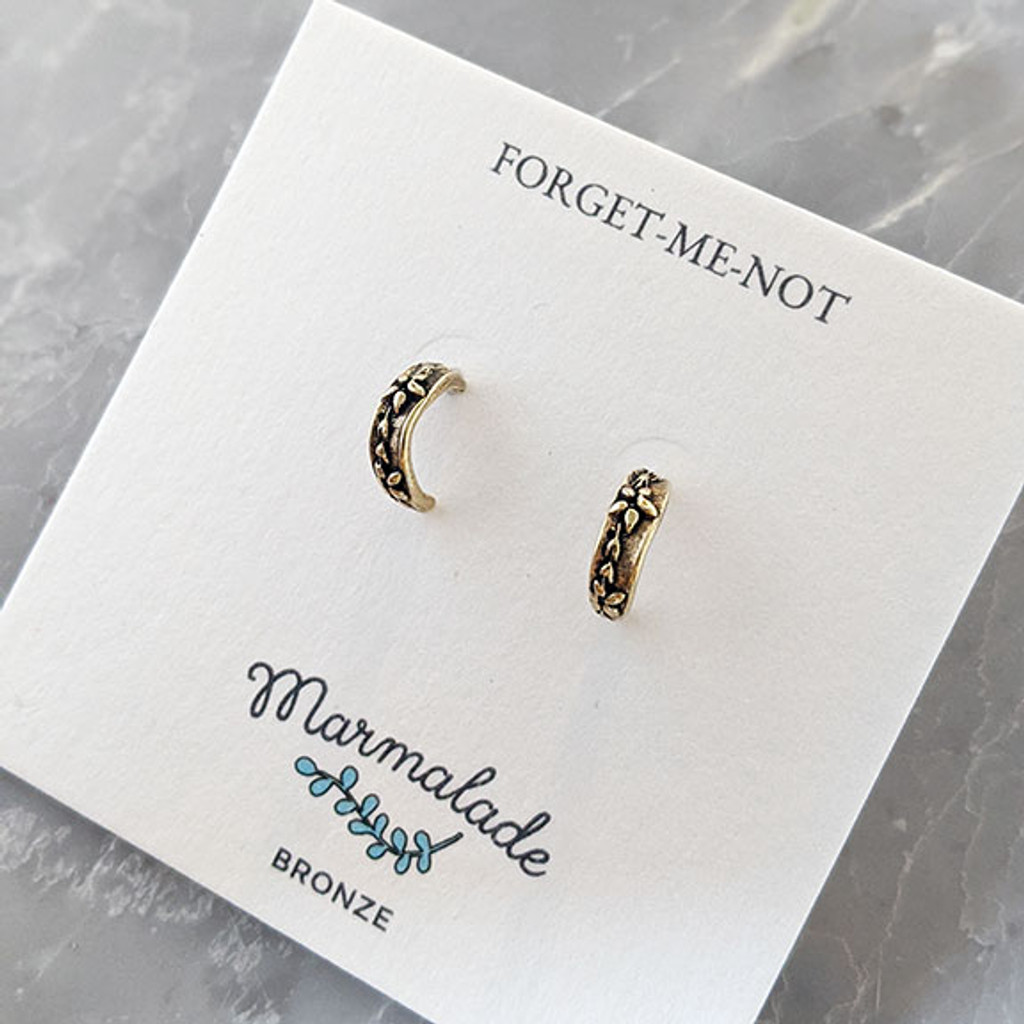 Small Bronze Forget Me Not Hoops