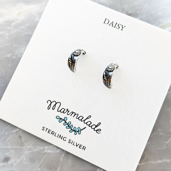 Sterling Silver Daisy Huggy Earring