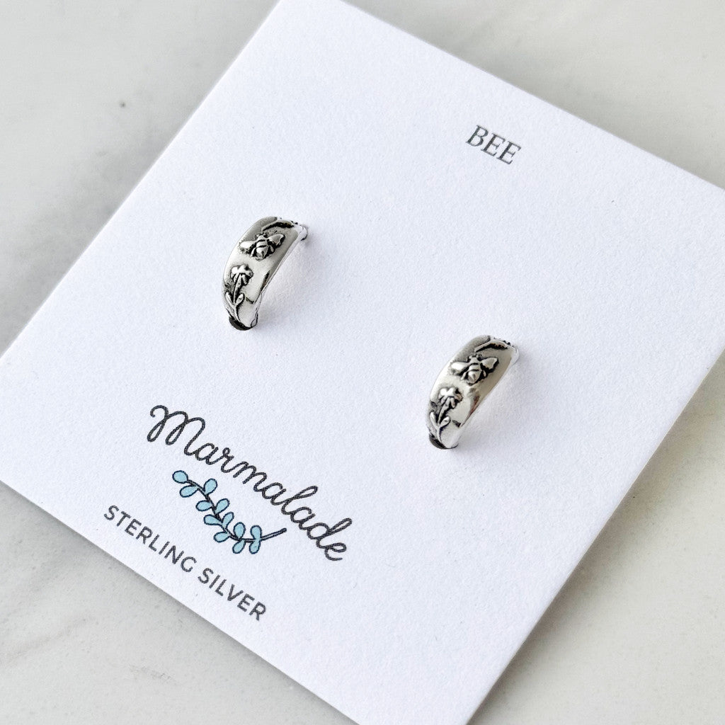 Sterling Silver Bee Huggy Earring