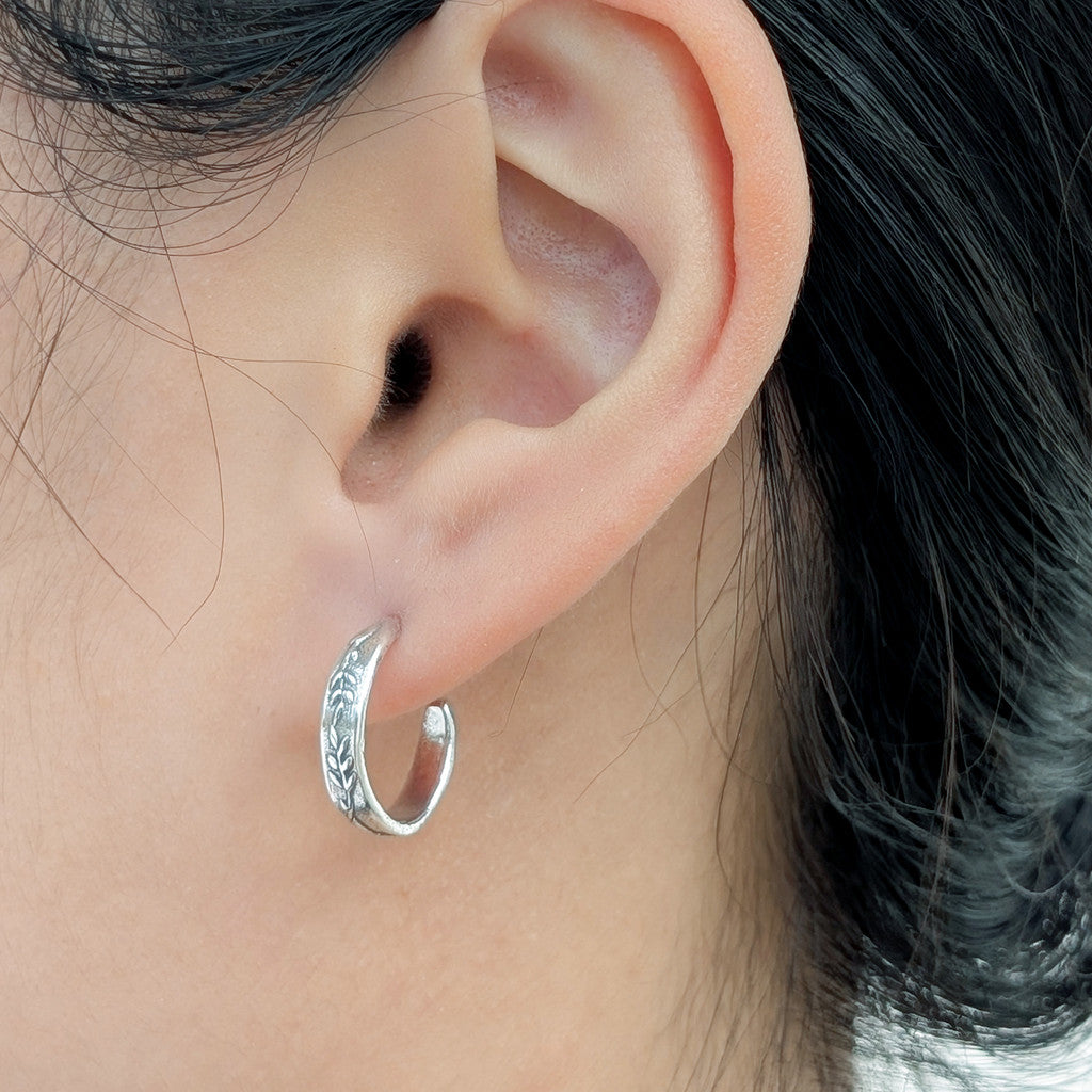 Sterling Silver Vine Hoop Earring