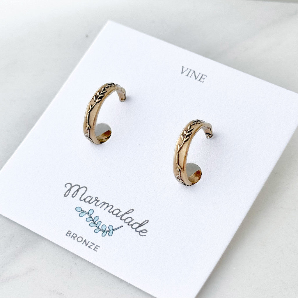 Bronze Vine Hoop Earrings