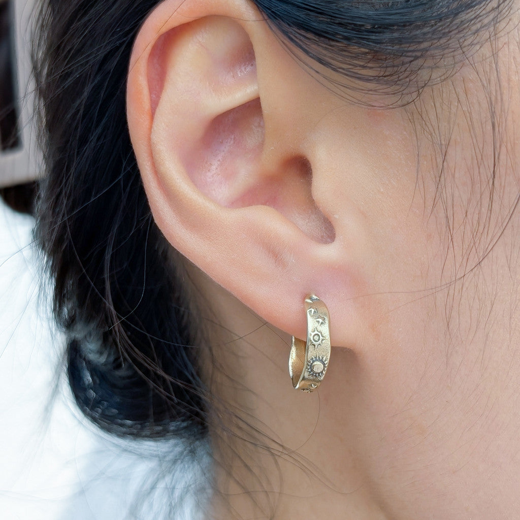Bronze Sun Moon & Stars Hoop Earrings