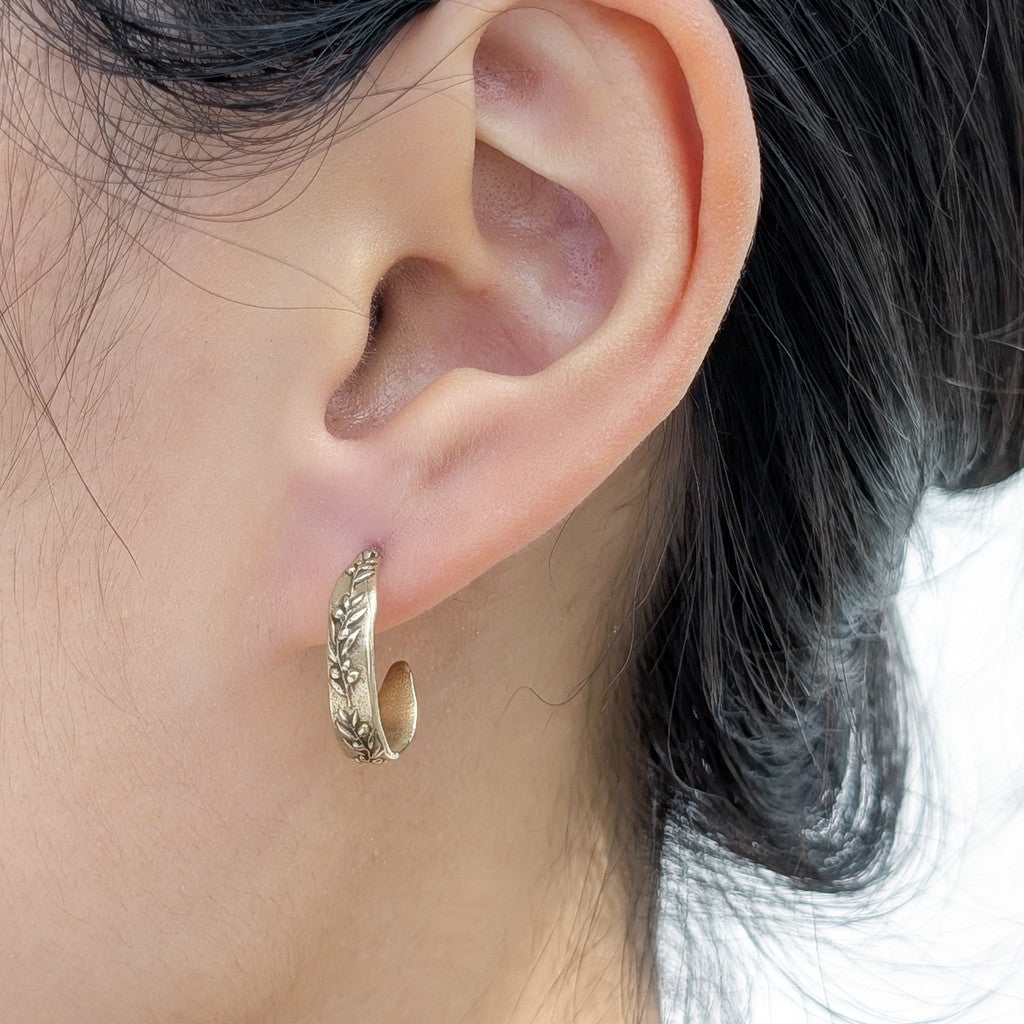 Bronze Olive Branch Hoop Earrings