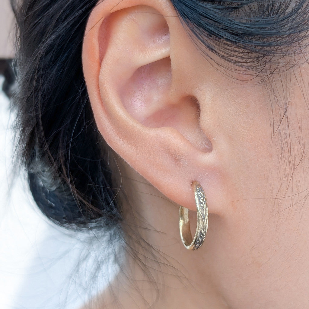 Bronze Lavender Hoop Earrings