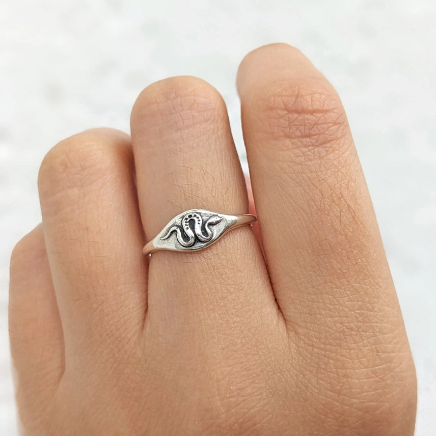 Silver Snake Signet Ring
