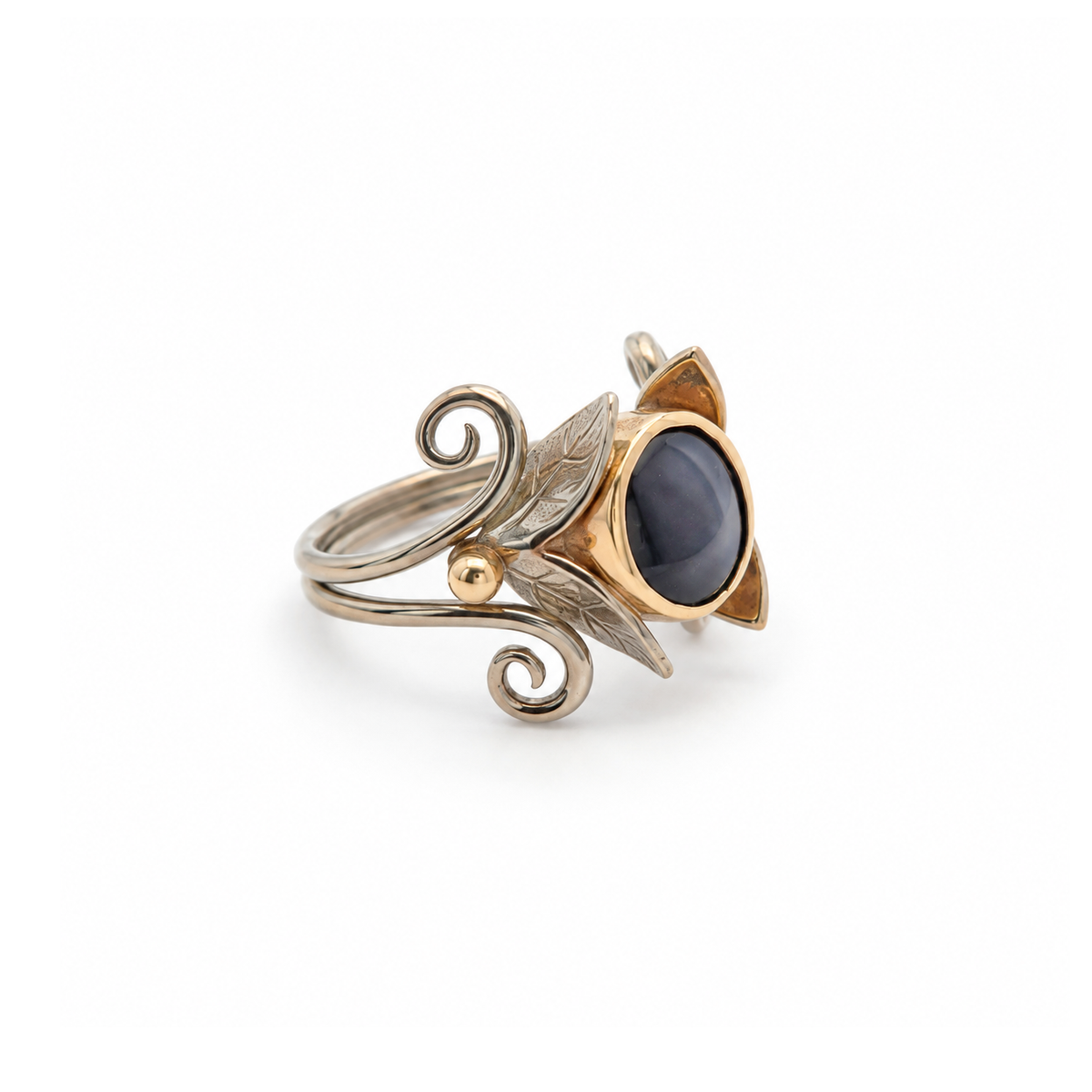 14k White & Yellow Gold Ammolite Ring