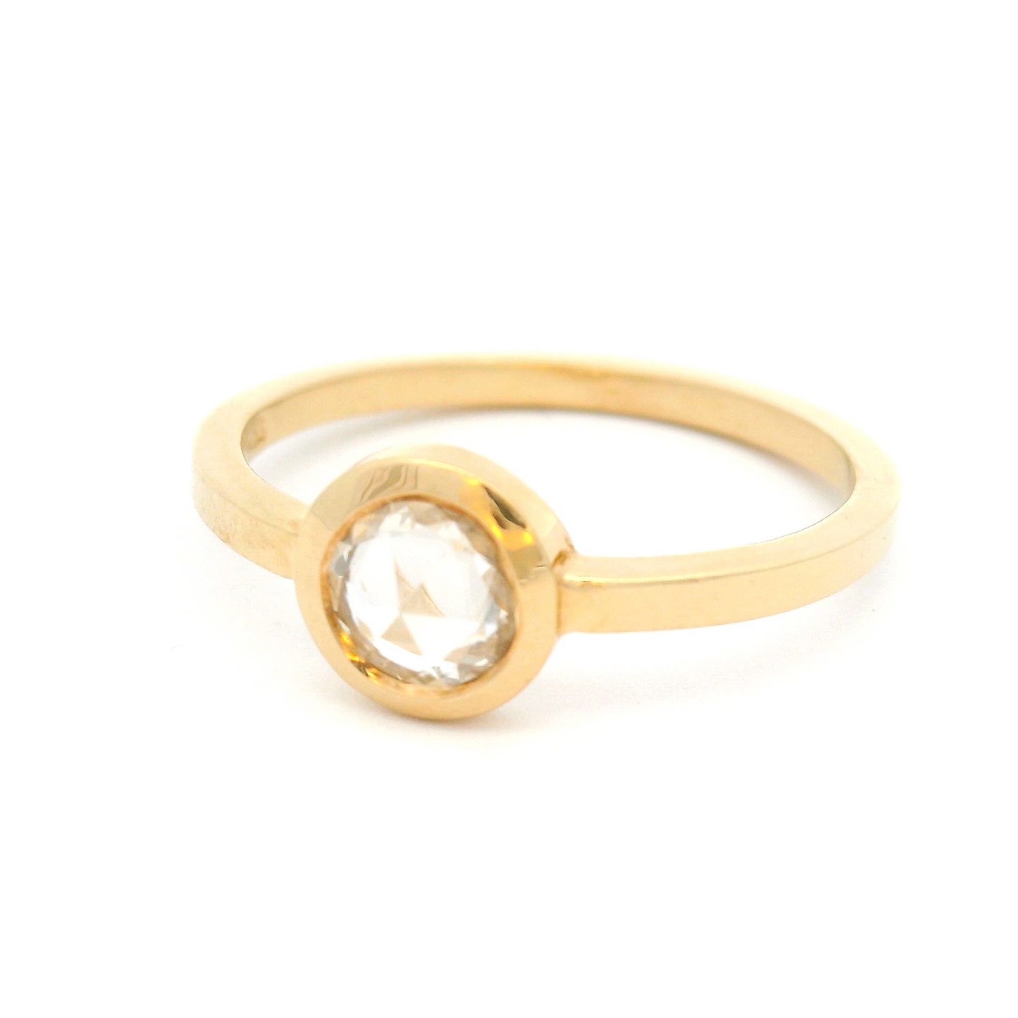 14k Yellow Bezel-Set Solitaire with 0.60ct White Rose-Cut Sapphire
