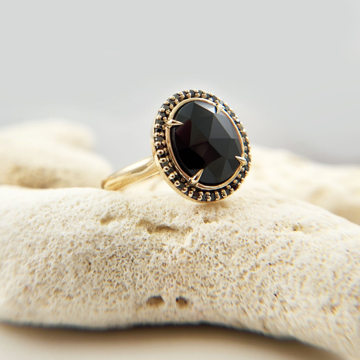 Black Spinel Engagement Ring