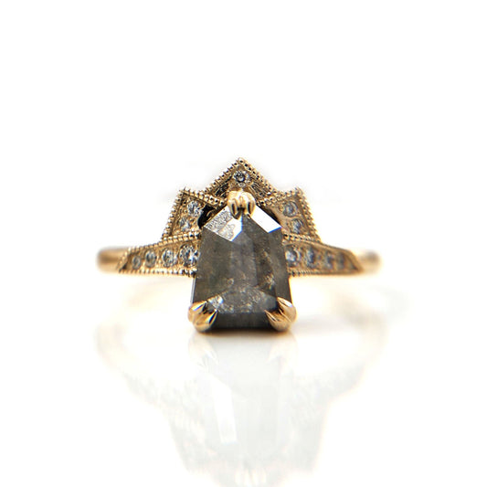 Shield Salt & Pepper Diamond Engagement Ring