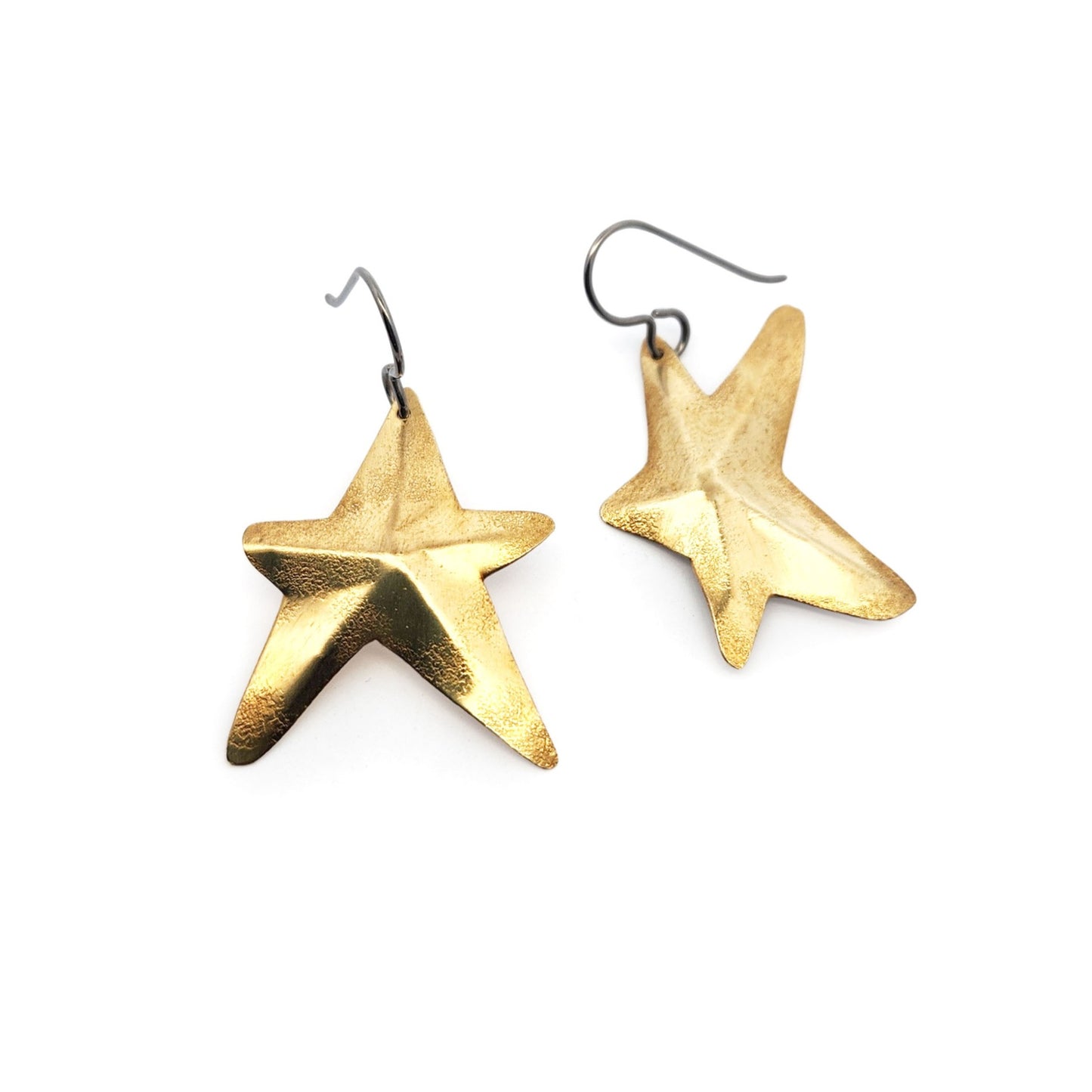 Sculptural Brass Star Earrings