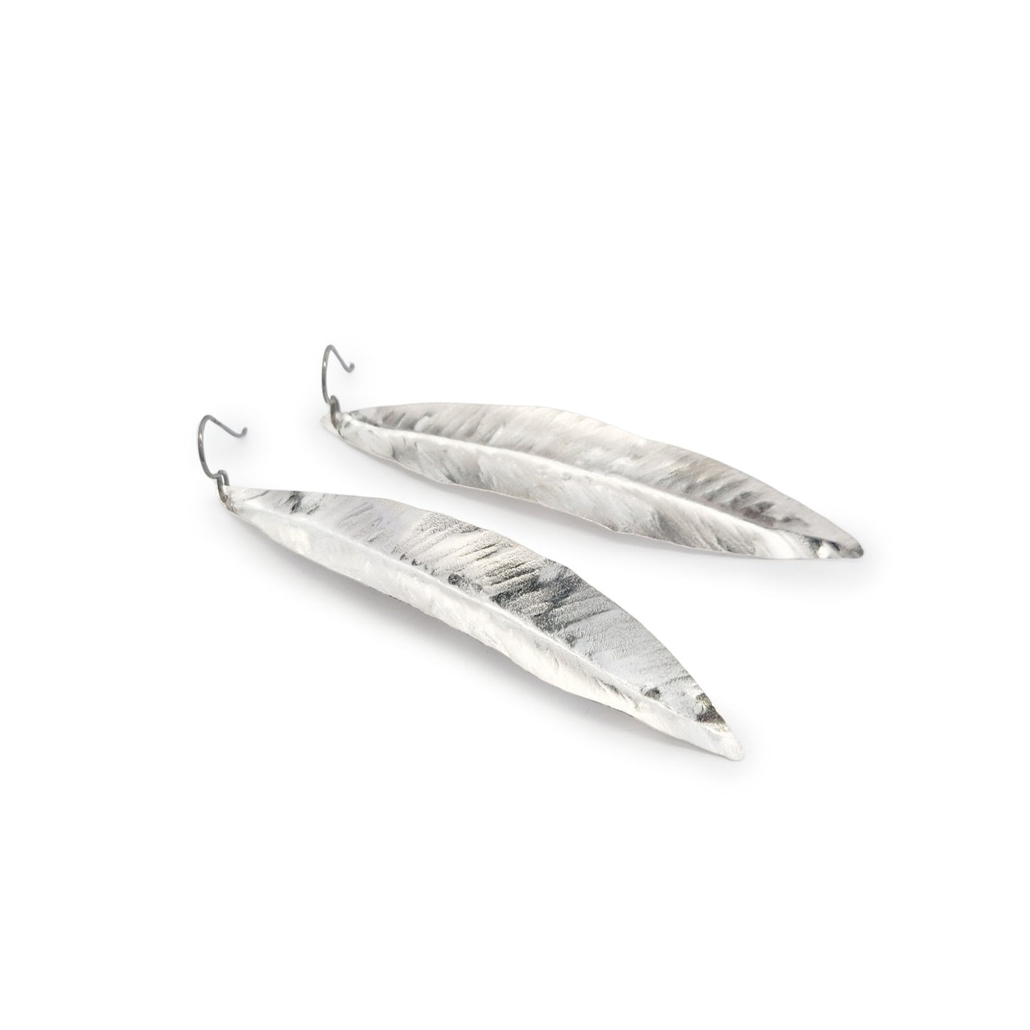 Sculptural Silver Leaf Earrings