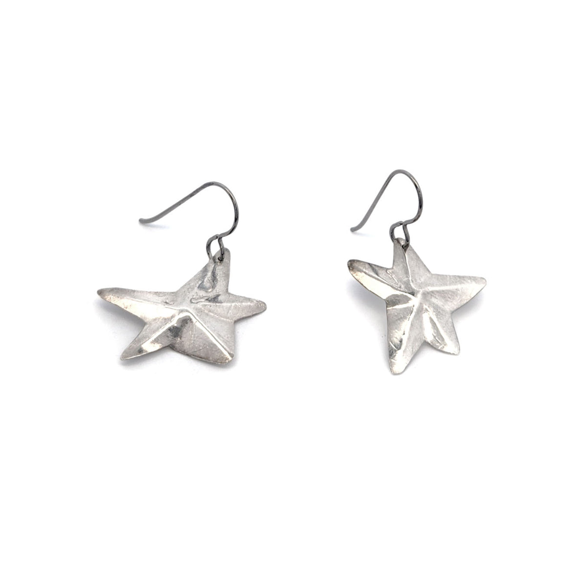 Sculptural Silver Star Earrings