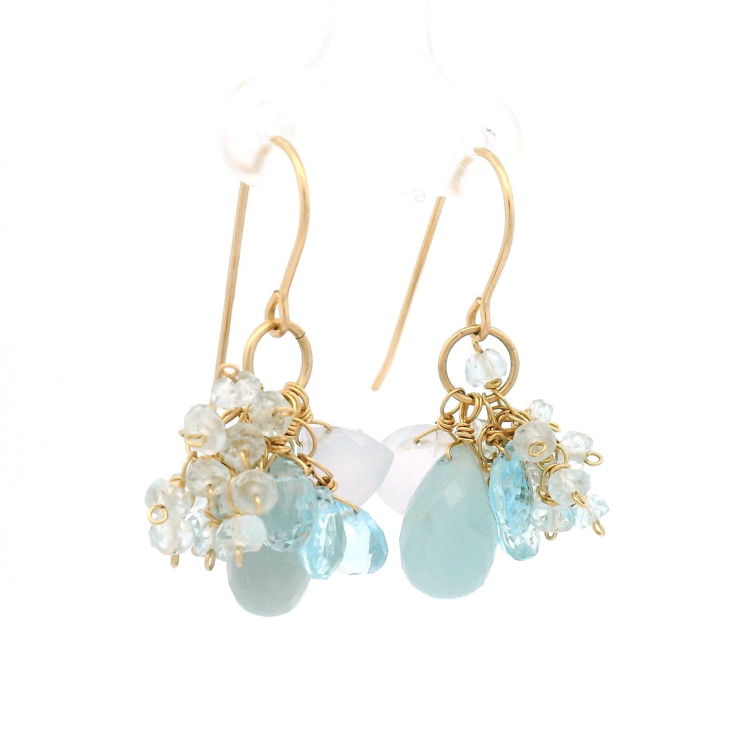 Aquamarine, Blue Chalcedony Hook Earrings