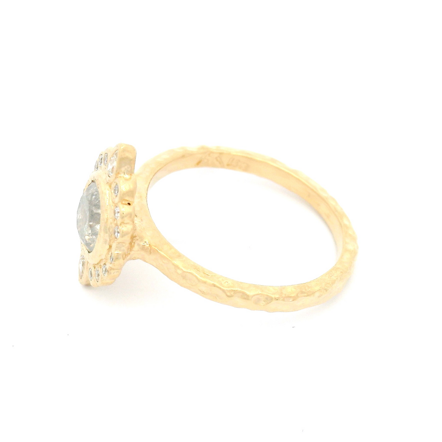 14k Yellow Engagement Ring with 0.85ct Icy Round Brilliant Diamond and Accent Diamonds