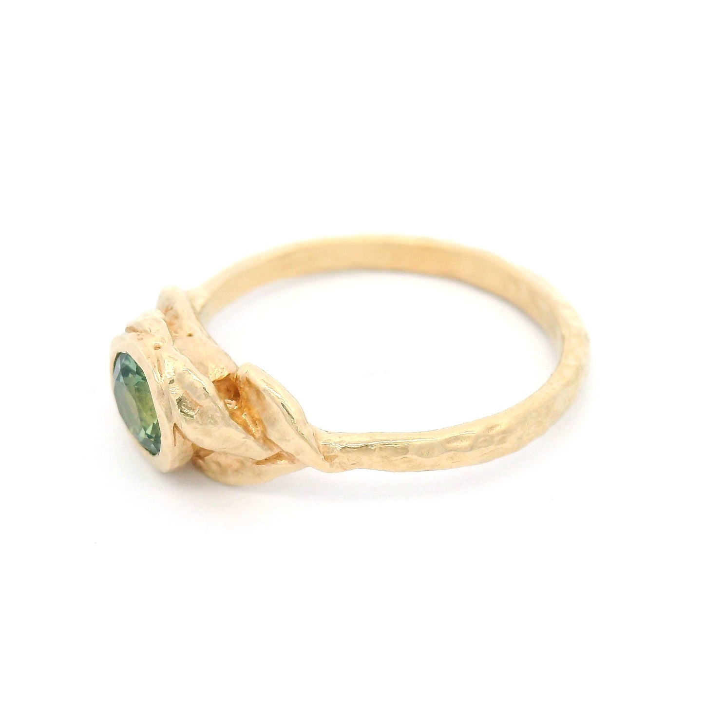 14k Yellow Organic Bezel-Set Solitaire with 0.49ct Green Sapphire