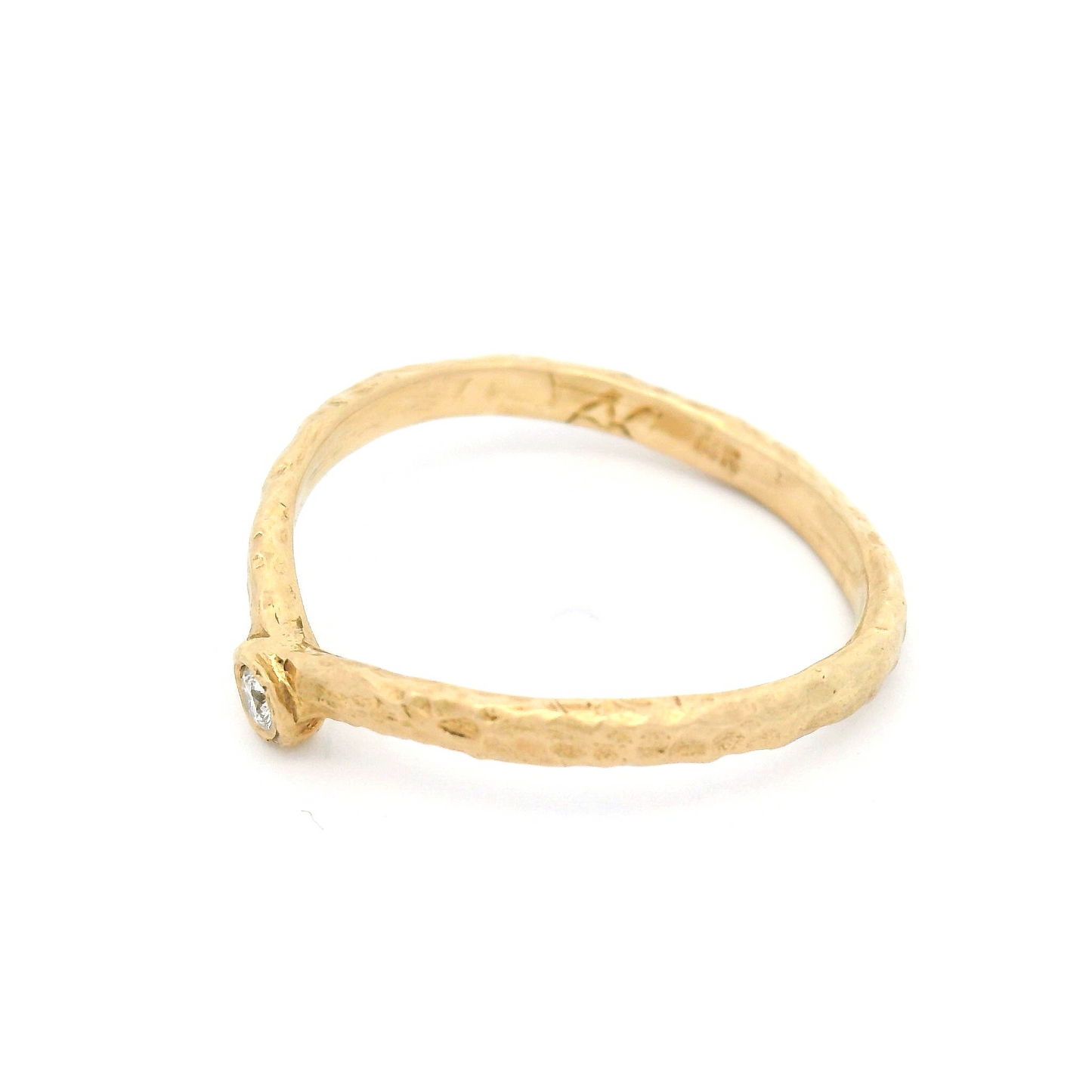 14k Yellow Organic Contour Band with Bezel-Set Accent Diamond