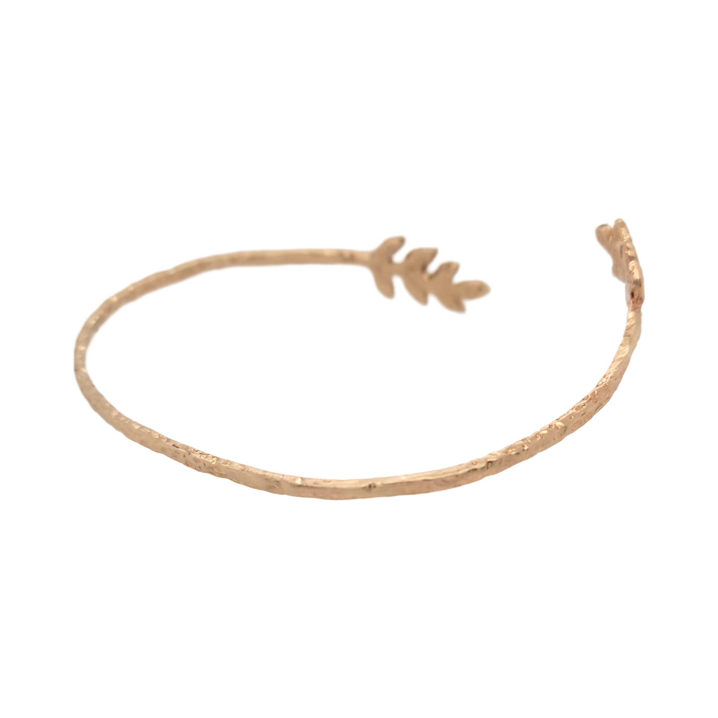 14k Yellow Open Leaf Bangle