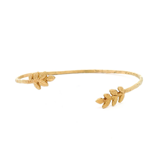 14k Yellow Open Leaf Bangle