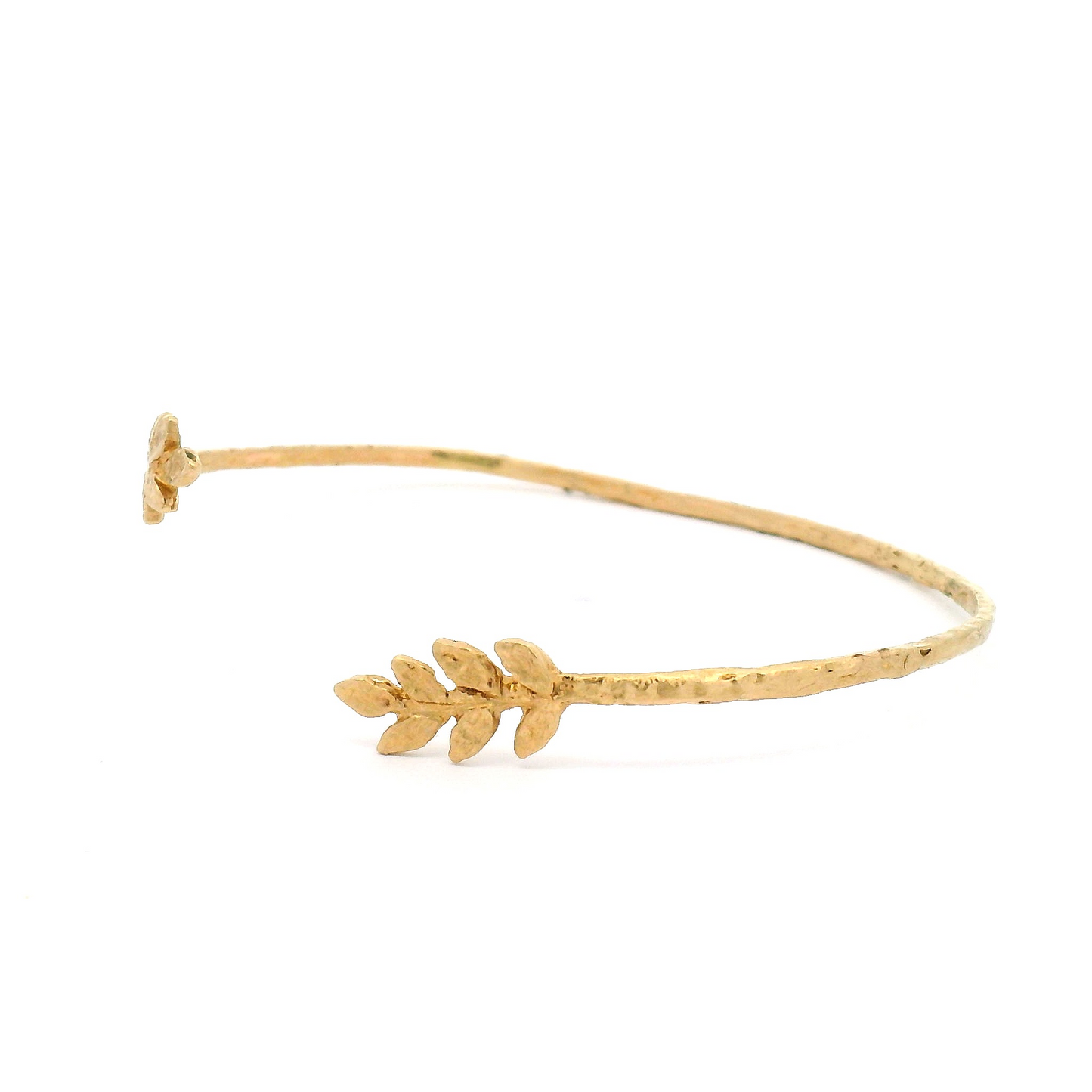 14k Yellow Open Leaf Bangle