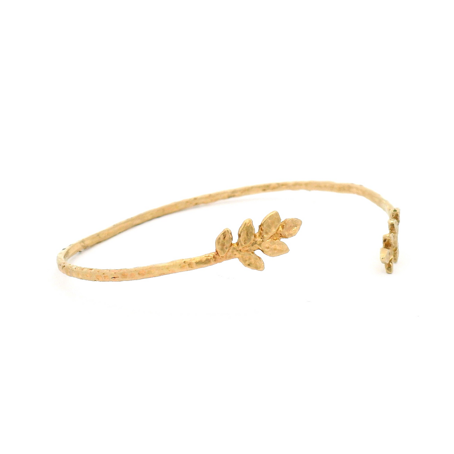 14k Yellow Open Leaf Bangle