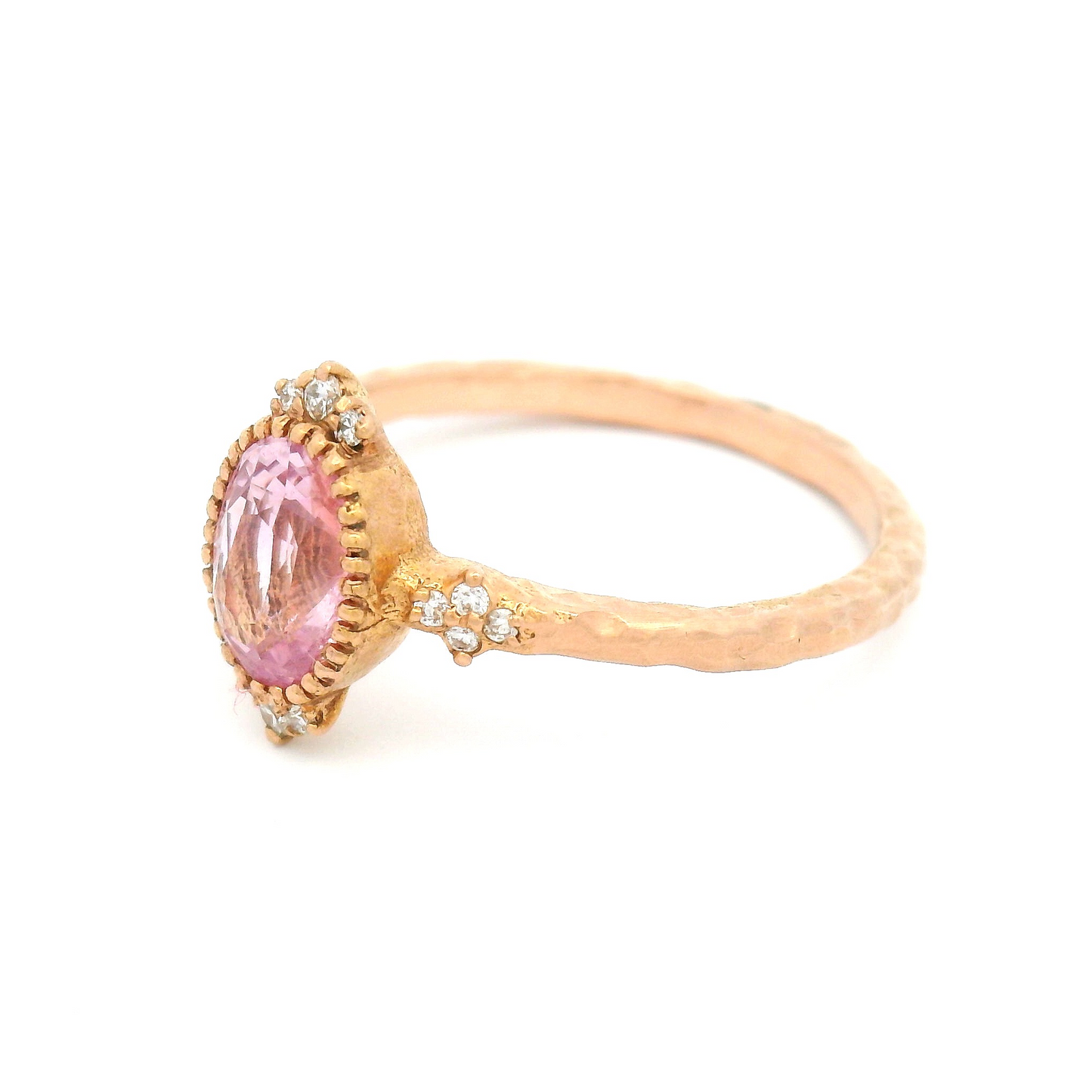 14k Rose Gold Engagement Ring with 1.06ct Pink Sapphire and Accent Diamonds