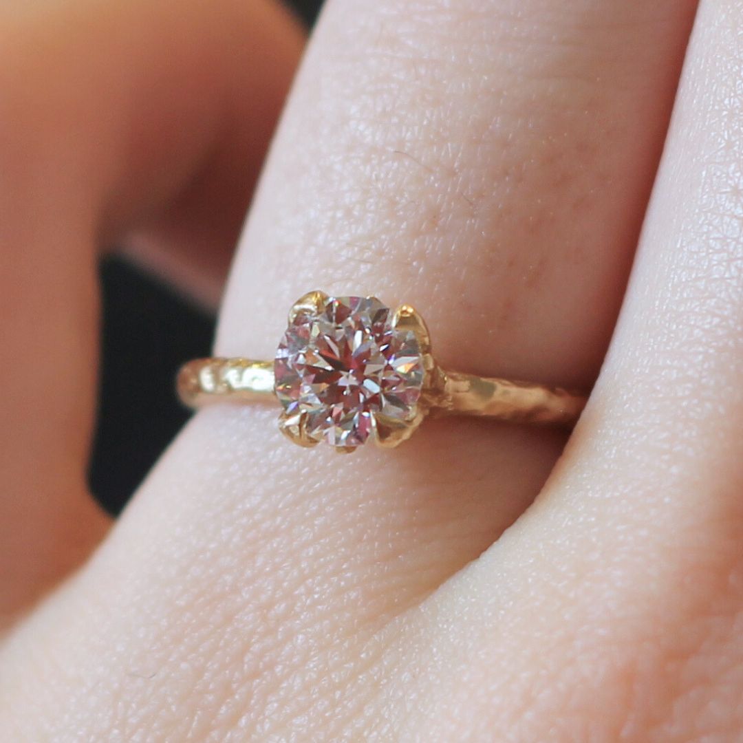 14k Yellow Organic Solitaire with 0.97ct Lab-Grown Diamond