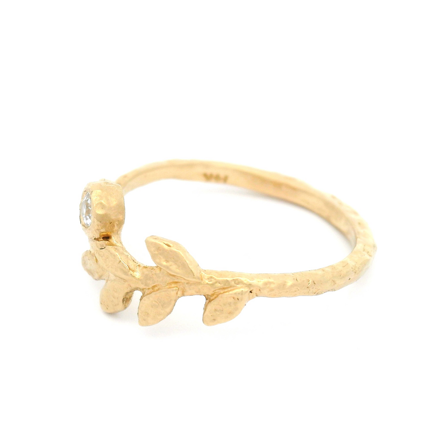 14k Yellow Organic Ring with 0.05ct Old Mine Cut Diamond