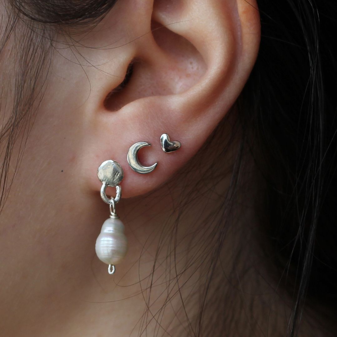 Silver Heart Studs