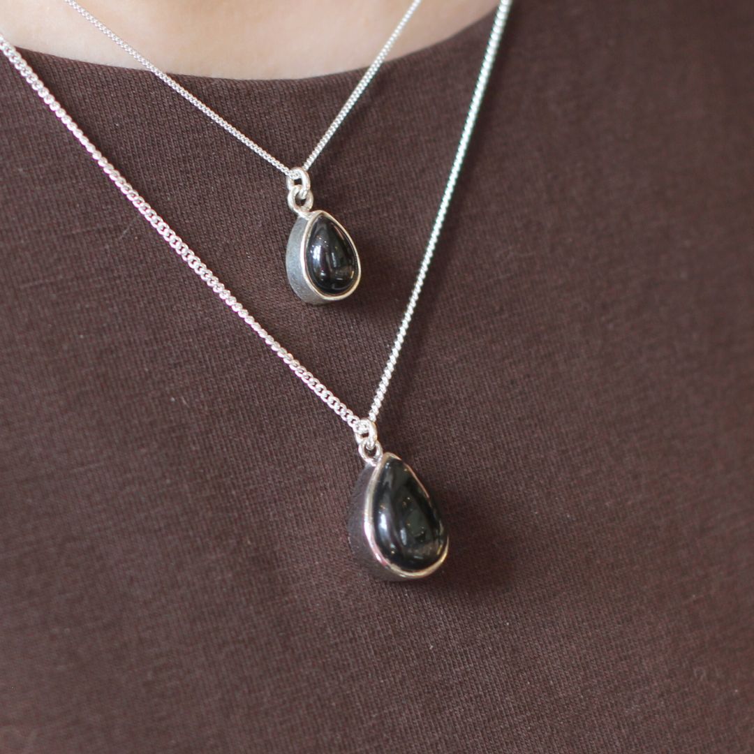 Pear Shaped Onyx Necklace