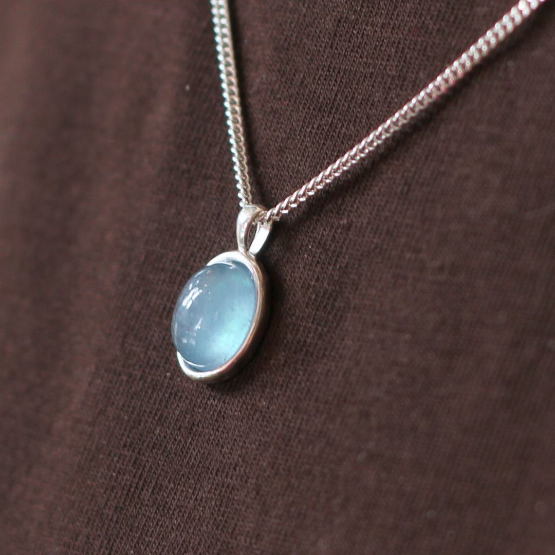 Silver Bezel Aquamarine Necklace