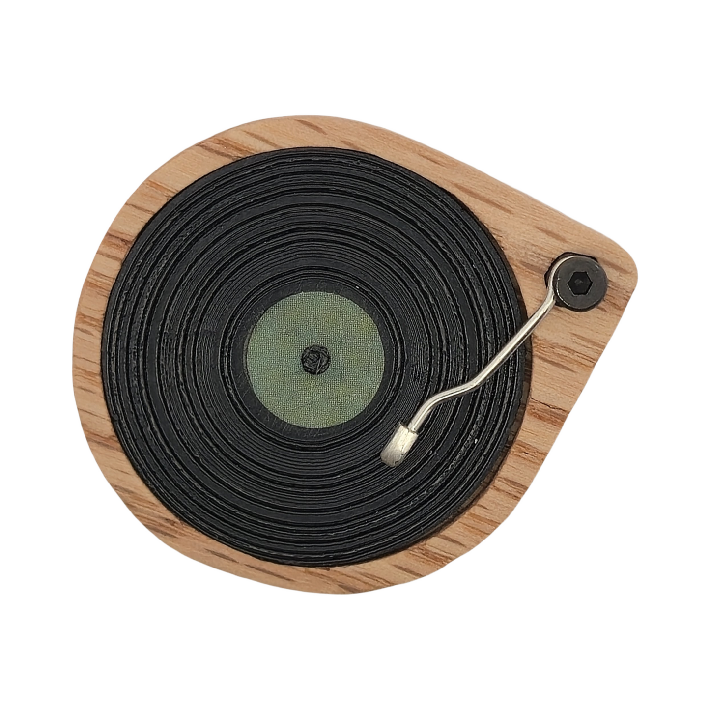 Green Record Player Brooch
