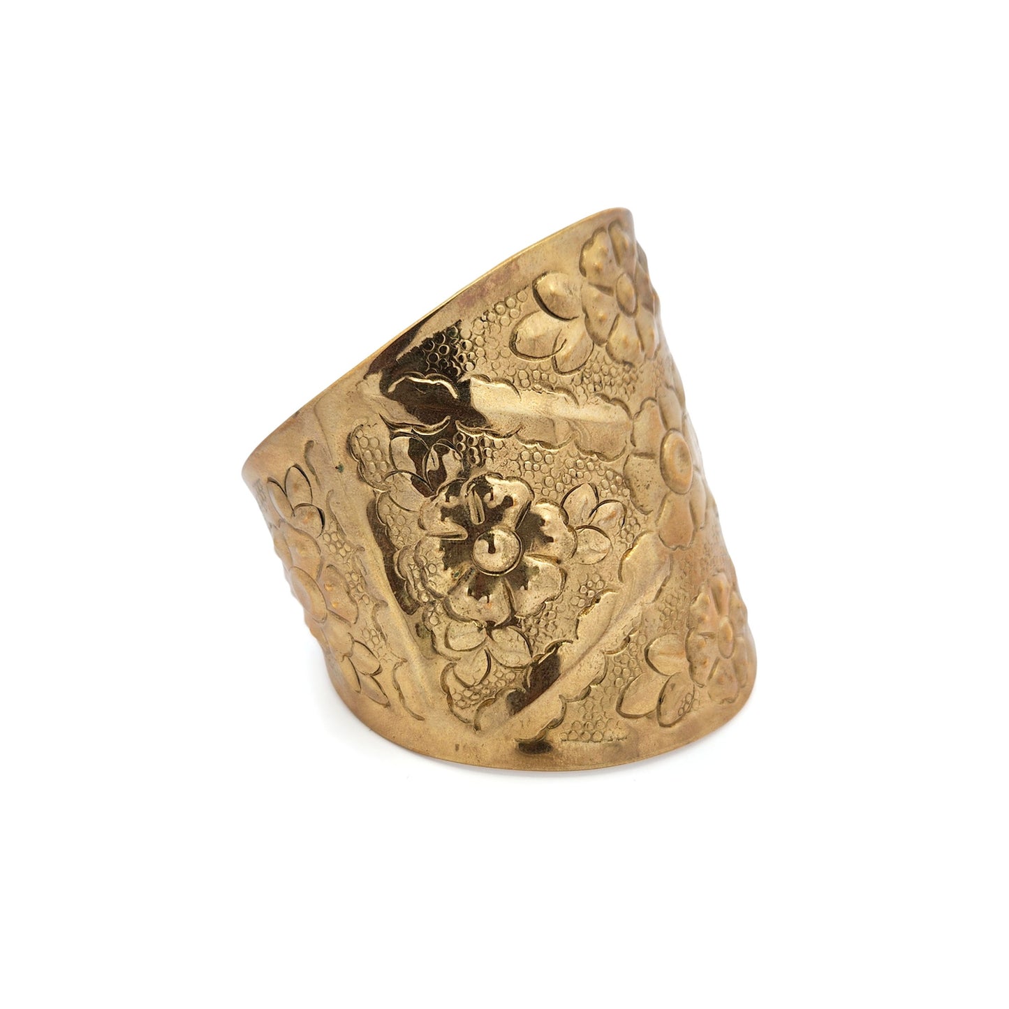 Brass Floral Cuff Bracelet