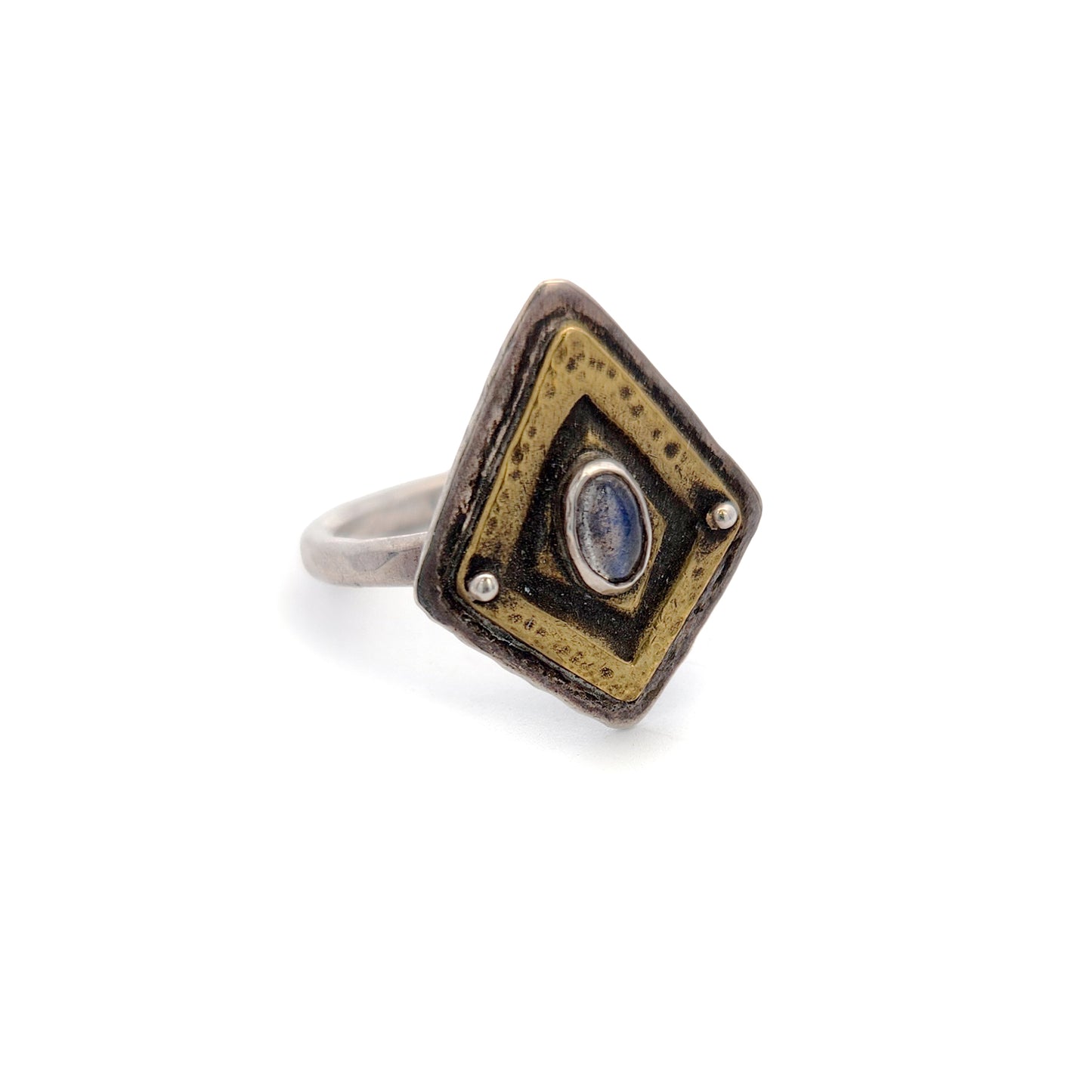 Mixed Metal Moonstone Shield Ring