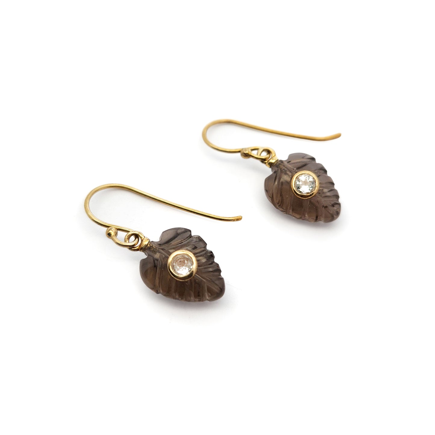 Carved Smoky Quartz Earrings