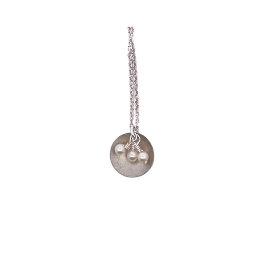 Silver Oyster Triple Pearl Pendant