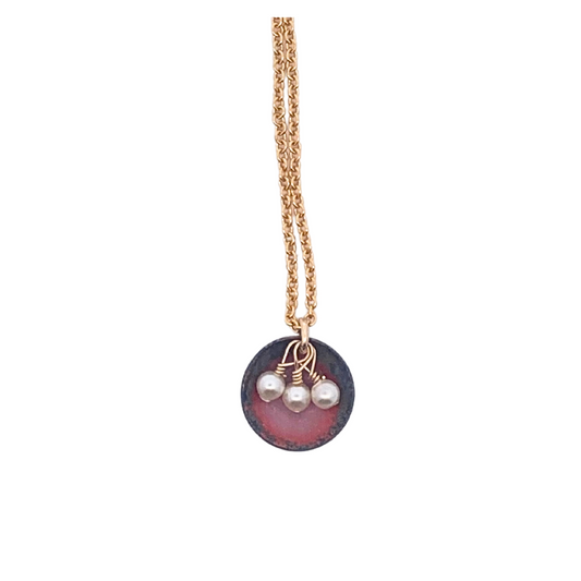 Enamel Oyster Triple Pearl Pendant