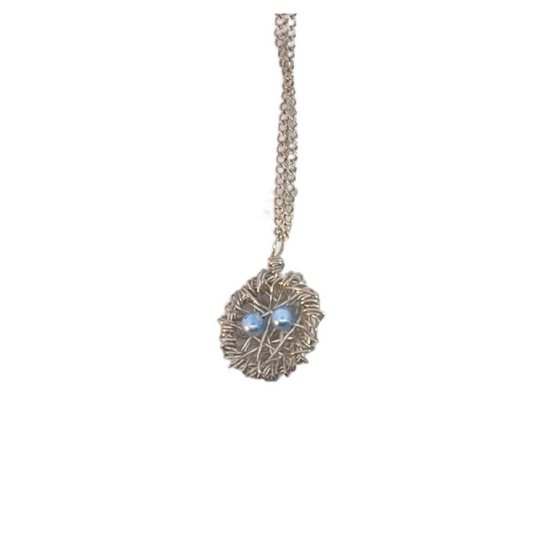 Nest Pendant with Blue Pearls